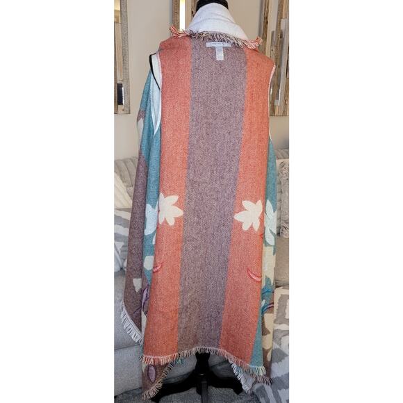 Andrew Marc Sleeveless Waterfall Open Cardigan BlanketVest Floral One Size - Picture 7 of 8